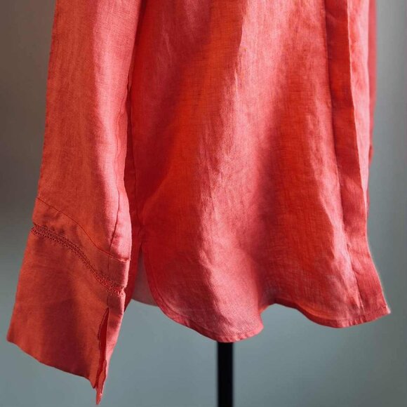 Massimo Dutti Coral Linen Long Sleeve Shirt with Ladder Stitch Cuffs – US 6 - Picture 4 of 13